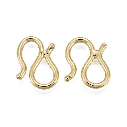 Brass S-Hook Clasps, Long-Lasting Plated