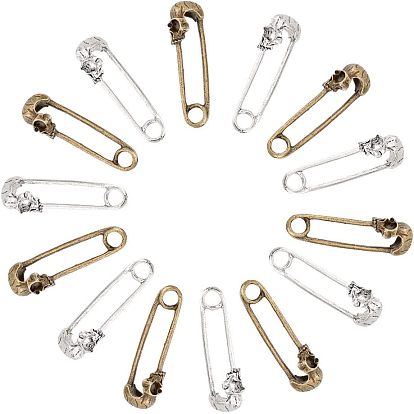 24 шт 2 цвета подвески из сплава в тибетском стиле, защитная брошь с черепом