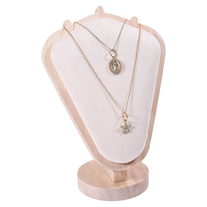 Деревянные подставки для ожерелий в форме бюста, с ковриком из бархата/искусственной кожи