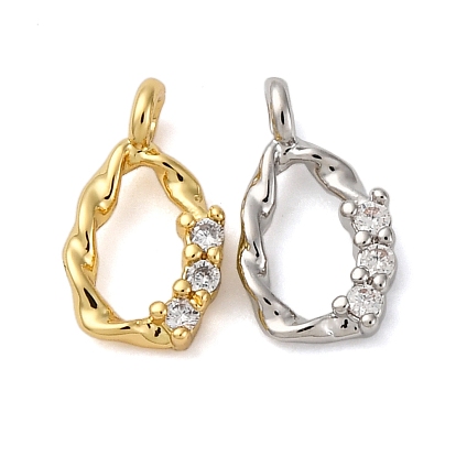 Латунные микро проложить кубического циркония подвески, овальные амулеты, долговечный, без кадмия и без свинца, стойки покрытие