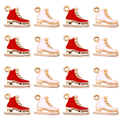 20 шт 2 цвета сплава эмалевые подвески, новогодняя обувь для катания на коньках, золотой свет