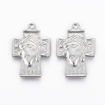304 Stainless Steel Pendants, For Easter, Cross with Jesus