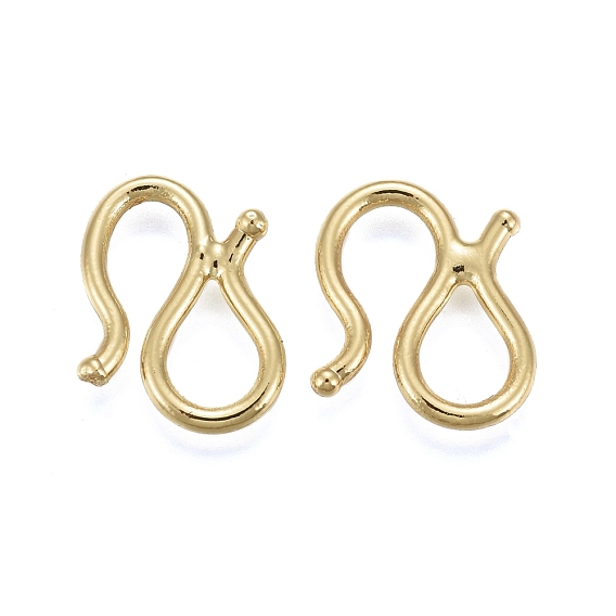 Brass S-Hook Clasps, Long-Lasting Plated