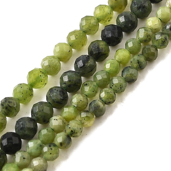 Бусы из натурального канадского нефрита, граненые, круглые
