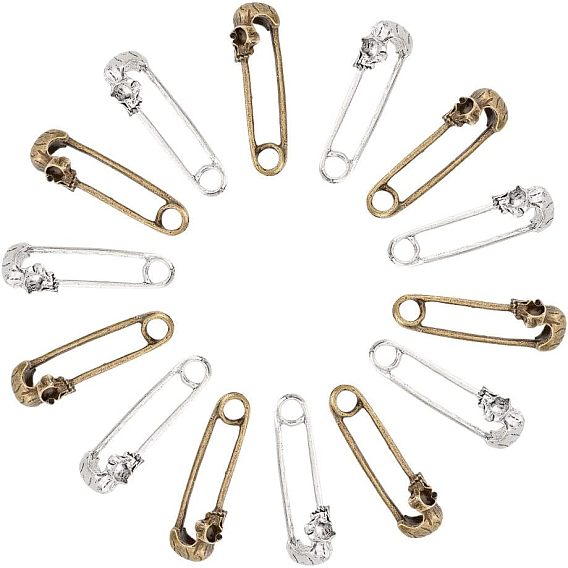 24 шт 2 цвета подвески из сплава в тибетском стиле, защитная брошь с черепом