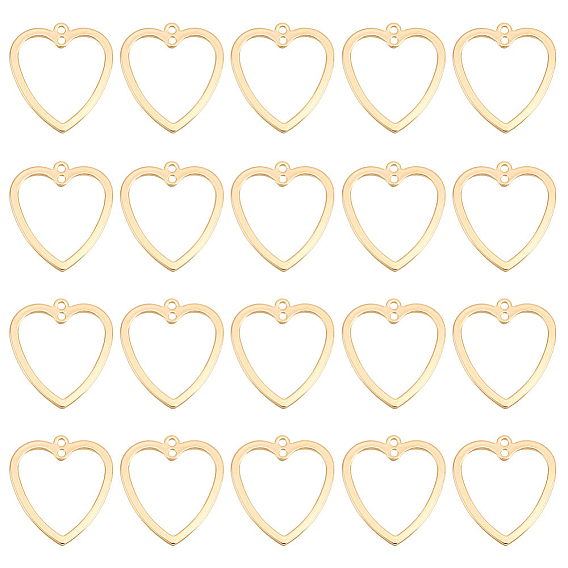 20шт. латунные 2-образные подвески, сердце, без никеля 