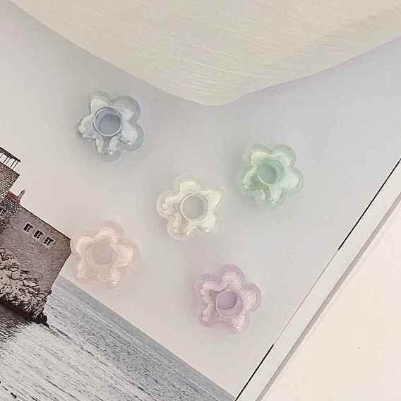 Светящиеся прозрачные акриловые бусины, бусины с большим отверстием, цветок, светится в темноте