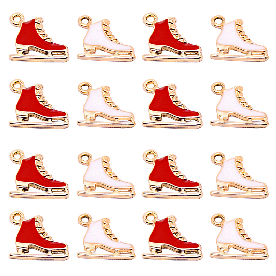 20 шт 2 цвета сплава эмалевые подвески, новогодняя обувь для катания на коньках, золотой свет