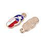 Independence Day Alloy Enamel Pendants, Beach Shoe with Star Charms, Light Gold