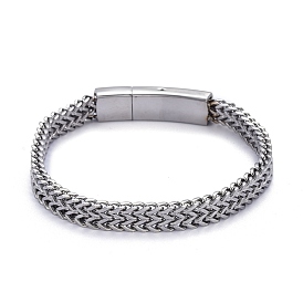 304 Stainless Steel Wheat Chain Bracelets, with Bayonet Clasps