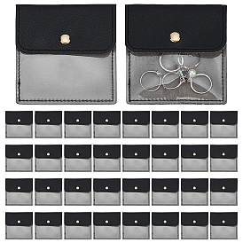 36 Bolsas de almacenamiento de joyas de piel sintética con botón de hierro, para pendiente, Anillos, , plaza