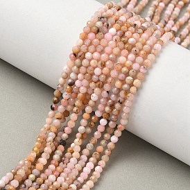 Натуральный розовый опал бусы пряди, круглые, граненые