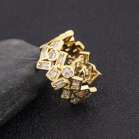 Регулируемые открытые кольца из латуни с микропаве из кубического циркония, геометрия