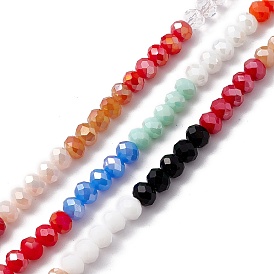 Imitation Jade Opaque Solid Color Glass Beads Strands, Faceted, Abacus