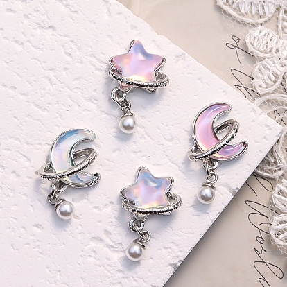 Звезда луна планета сплав кабошоны, ногтей декоративные аксессуары, платина