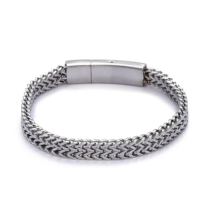 304 Stainless Steel Wheat Chain Bracelets, with Bayonet Clasps