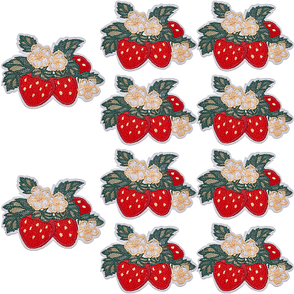 10 шт. полиэстеровая вышитая тканевая нашивка, компьютеризированная вышивка тканью утюжок на / шить на заплатках, аксессуары для костюма, аппликация, клубника