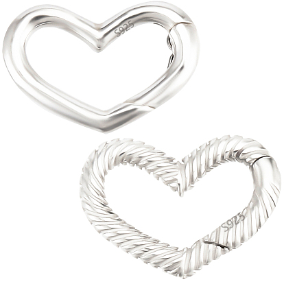 2pc 925 Кольца с пружинным затвором из стерлингового серебра, С двухсторонней замшевой тканью 1PC, ткань для полировки серебра, сердце