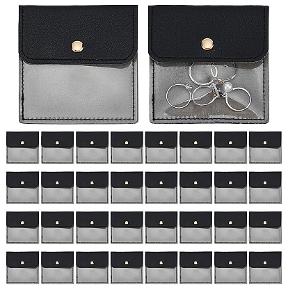 36 Bolsas de almacenamiento de joyas de piel sintética con botón de hierro, para pendiente, Anillos, , plaza