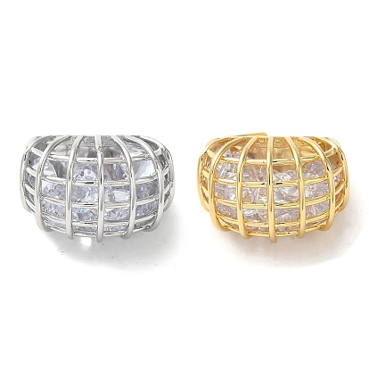 Brass Pave Cubic Zirconia Open Cuff Rings for Women