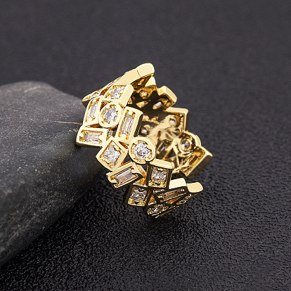 Регулируемые открытые кольца из латуни с микропаве из кубического циркония, геометрия