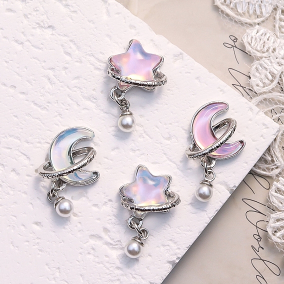 Звезда луна планета сплав кабошоны, ногтей декоративные аксессуары, платина