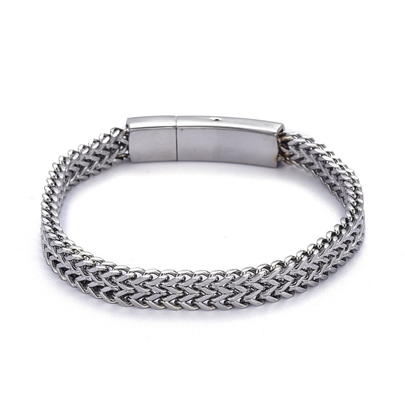 304 Stainless Steel Wheat Chain Bracelets, with Bayonet Clasps