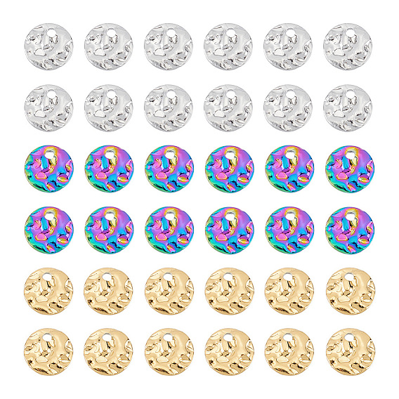 36 шт. 3 цветное ионное покрытие (ip) 304 подвески из нержавеющей стали, , плоский круглый шарм