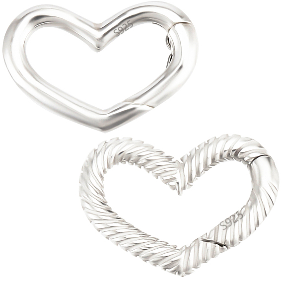 2pc 925 Кольца с пружинным затвором из стерлингового серебра, С двухсторонней замшевой тканью 1PC, ткань для полировки серебра, сердце