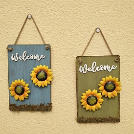 Flower Welcome Door Summer Hanger Door Sign, Pastoral Style Porch Hanging Board for Homes Decor Gallery Decoration