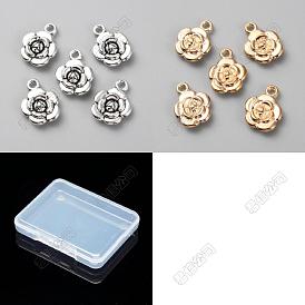 70Pcs 2 Colors Tibetan Style Alloy Pendants, Rose Charms