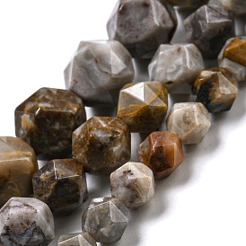 Natural Gobi Agate Beads Strands, Faceted Star Cut Beads