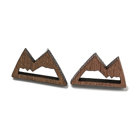 Walnut Wooden Stud Earrings, with 304 Steel Needle, Mountain