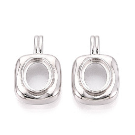 Настройки Серебряный кулон кабошон 925 стерлингов, прямоугольник амулеты, настройки открытой спины