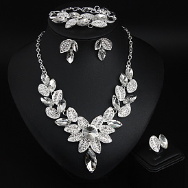 Комплекты украшений из листового сплава из стекла для женщин, включая ожерелья и браслеты и серьги и перстень