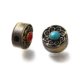 Латунные бусины, с эмалью, без кадмия и без свинца, стойки покрытие, долговечный, плоско-круглые