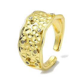 Textured Brass with Cubic Zirconia Open Cuff Ring