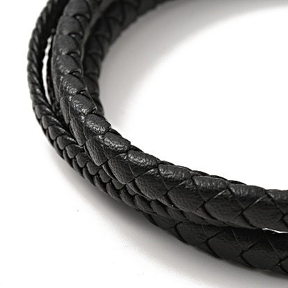 Bracelet multi-rangs tressé en cuir microfibre avec 304 fermoir magnétique en acier inoxydable pour homme femme