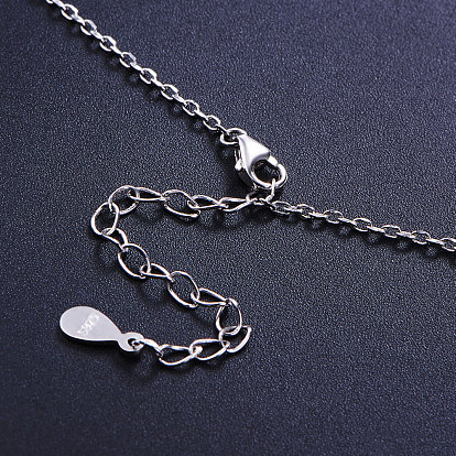 Элегантная мода shegrace 925 ожерелье из стерлингового серебра, с микро проложить ааа фианитами снежинка кулон, 15.7 дюйм
