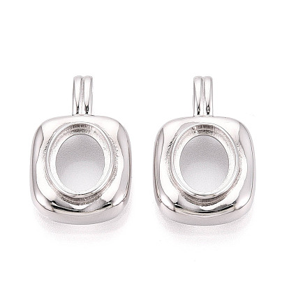 Настройки Серебряный кулон кабошон 925 стерлингов, прямоугольник амулеты, настройки открытой спины