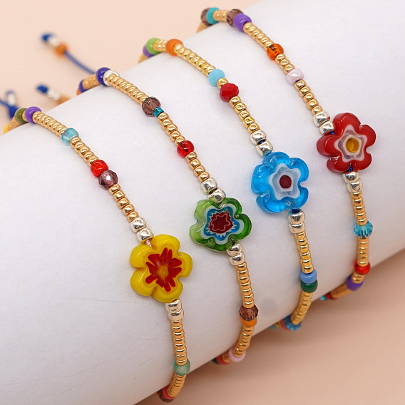 Браслеты из бисера и стеклянных бусин, украшения в технике лэмпворк миллефиори для женщин