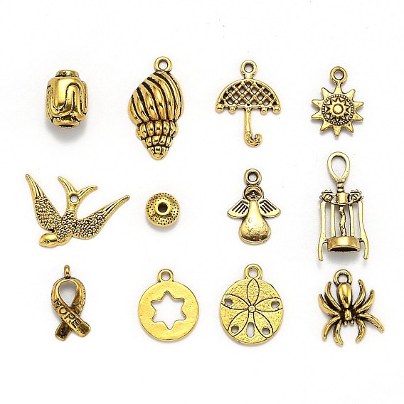 Tibetan Style Collection, Mixed Shapes Beads & Pendants, Mixed Size