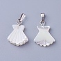 Shell Pendants, with Brass Findings, Scallop Shell Shape