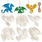 24Pcs 6 Styles Unfinished Blank Wooden Dragon Pendants Set for Painting Arts, Pyrography, Home Decor, with Jute Cord