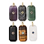Natural Gemstone Pendants, Rectangle, with Brass Micro Pave Cubic Zirconia