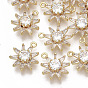 Brass Micro Pave Cubic Zirconia Pendants, Nickel Free, Flower, Clear