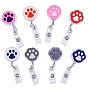 Flat Round with Paw Print PVC Retractable Badge Reel, Card Holders, ID Badge Holder Retractable for Nurses