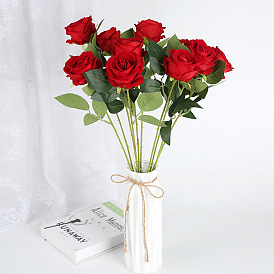 Single velvet rose artificial flower hotel home decoration flower wedding hand bouquet high-end rose fake flower bouquet