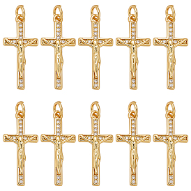 10 кулоны из латуни с микрочастицами и кубическим цирконием., с целью перехода в кольце, религия распятие крест очарование
