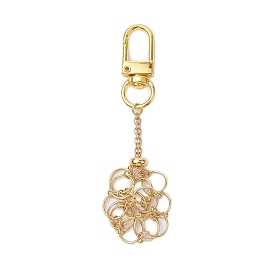 304 Stainless Steel Macrame Chain Pouch Empty Stone Holder Pendant Decoration, with Alloy Swivel Clasps